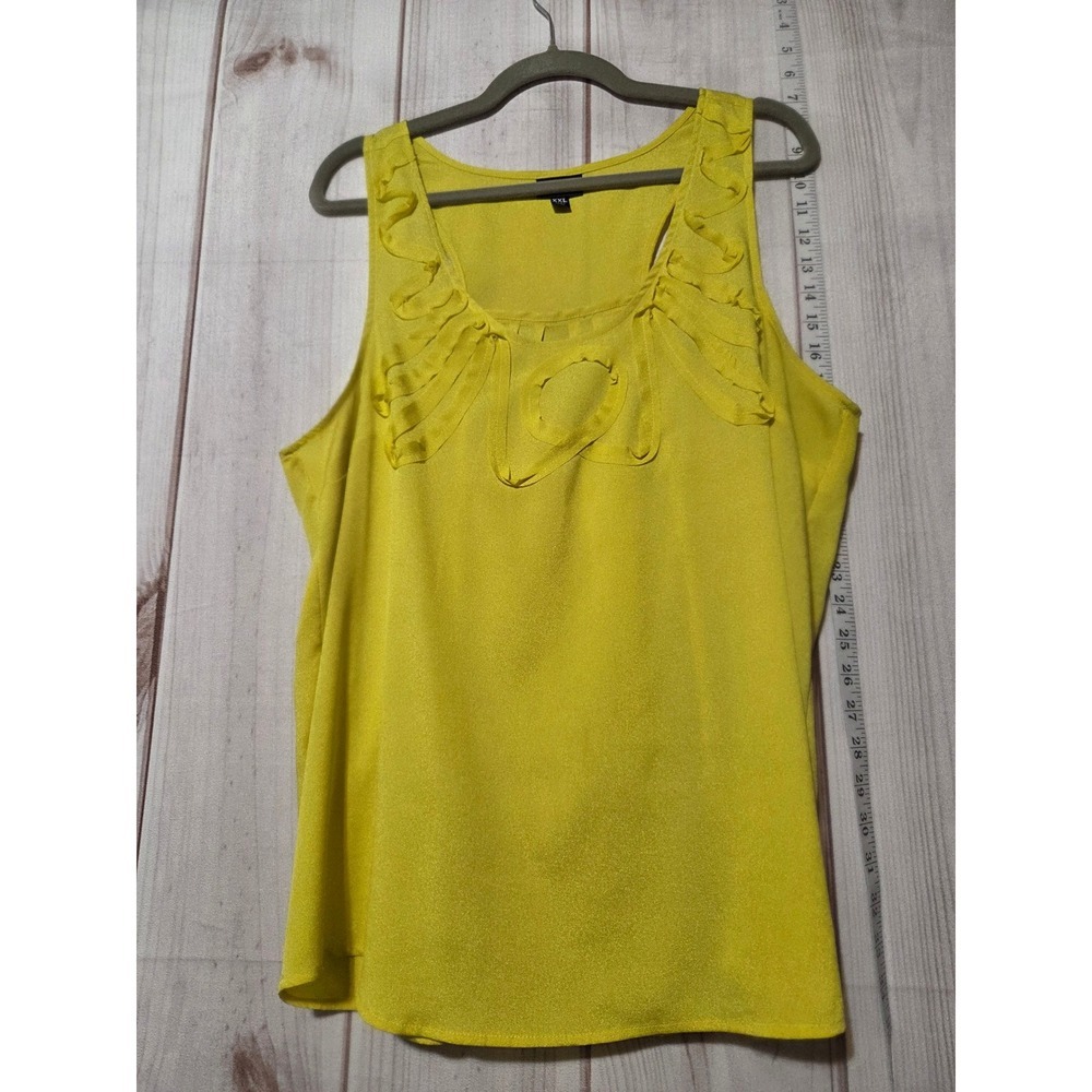 Mossimo Women's Yellow Ruffled Neck Sleeveless Tank Top XXL
